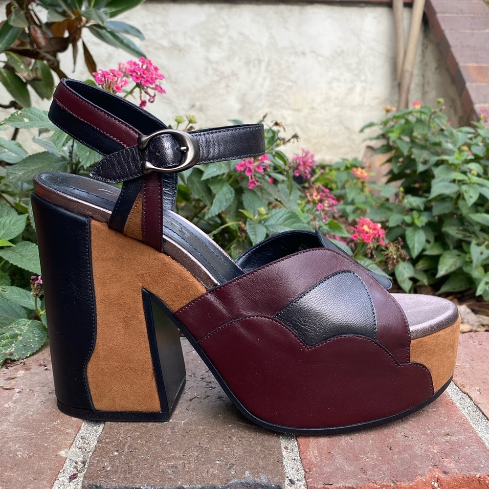 Coach Platform Sandal MXM - 70s style - Mahogany Biscotti Black color block - Picture 6 of 16